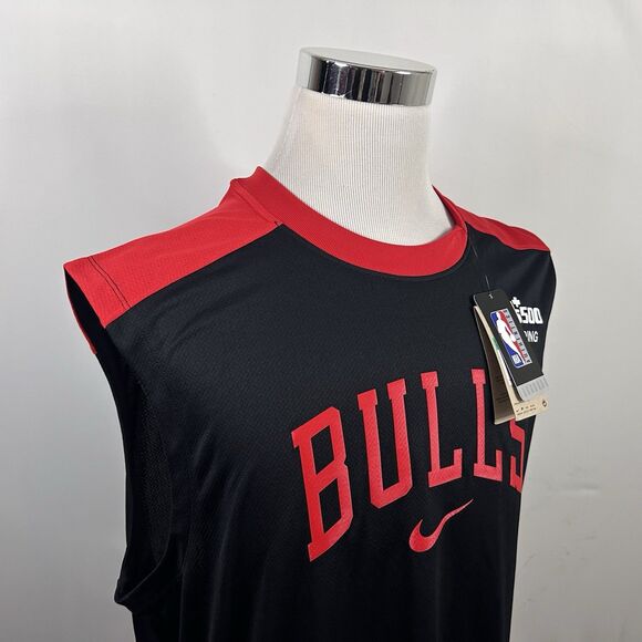 NWT Nike NBA Authentics XLT Dri Fit Basketball Vest Chicago Bulls Red Black - Picture 1 of 5